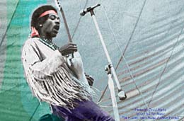Jimi Hendrix Flying at Woodstock 1969 by David Marks