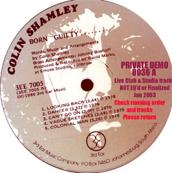 Colin 03 V - Original 3rd Ear CD Label for Born Guilty 1979