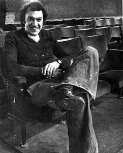 Mannie Manim – Market Theatre Director relaxing after a hard day’s hammering, nailing & painting – July 1976 - Photo Ruphin Courdyzer