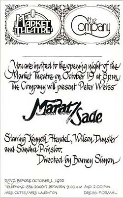 Market Theatre Marat Sade Program Cover - 1976